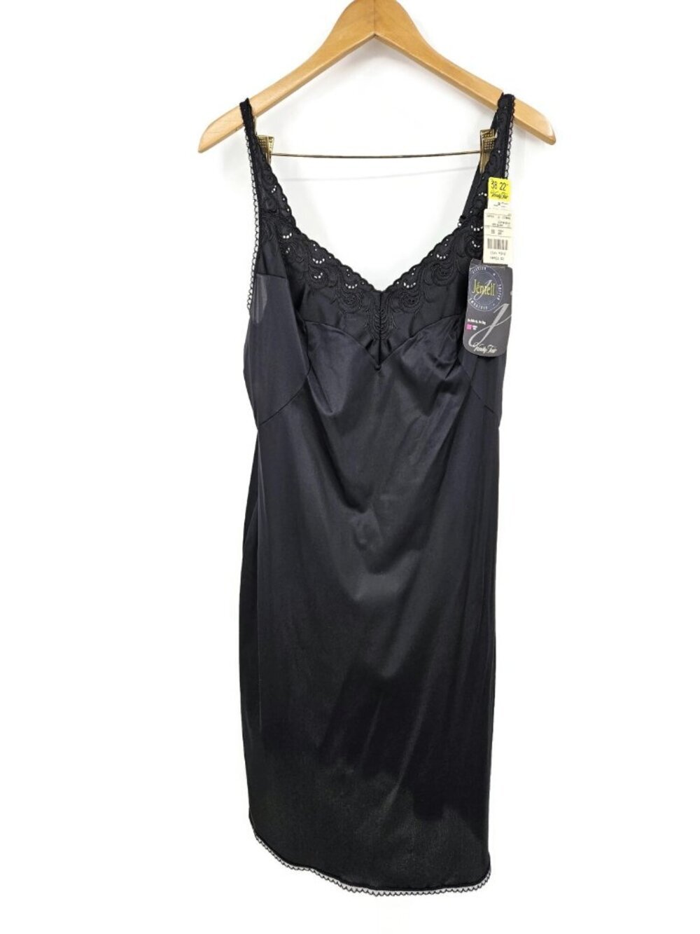 Vtg New Vanity Fair Jentell Full Slip Womens 38 Black 22" USA
